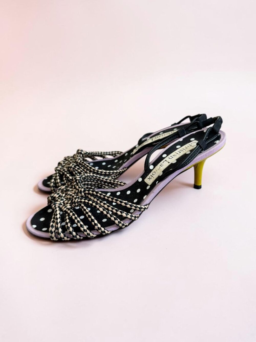 CHRISTIAN LACROIX Vintage Multicolor Slingback Sandals Heels Size 38 / 7.5